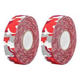 CHKEYS Hockey Tape,1" Wide Multipurpose Cloth Tape Grip Tape for Lacrosse Stick, Baseball, Badminton Pole, Pullup Bars, GardeningTools, Gym (2-5 Rolls) (2, Red Stripes)