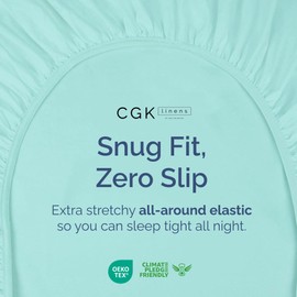 Twin Fitted Bed Sheet - Bottom Single Fitted Sheet Only - Ultra-Soft Hotel Luxury Bedding w/ 8-16 Inch Deep Pockets - Breathable, Cooling & Wrinkle Free - Easy-Fit, Fade & Shrink Resistant - Spa Blue