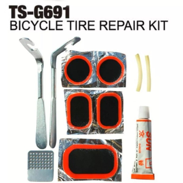 TriSonic Bicycle Tire Inner Tube Repair Kit, Tire De-Mount Tools,