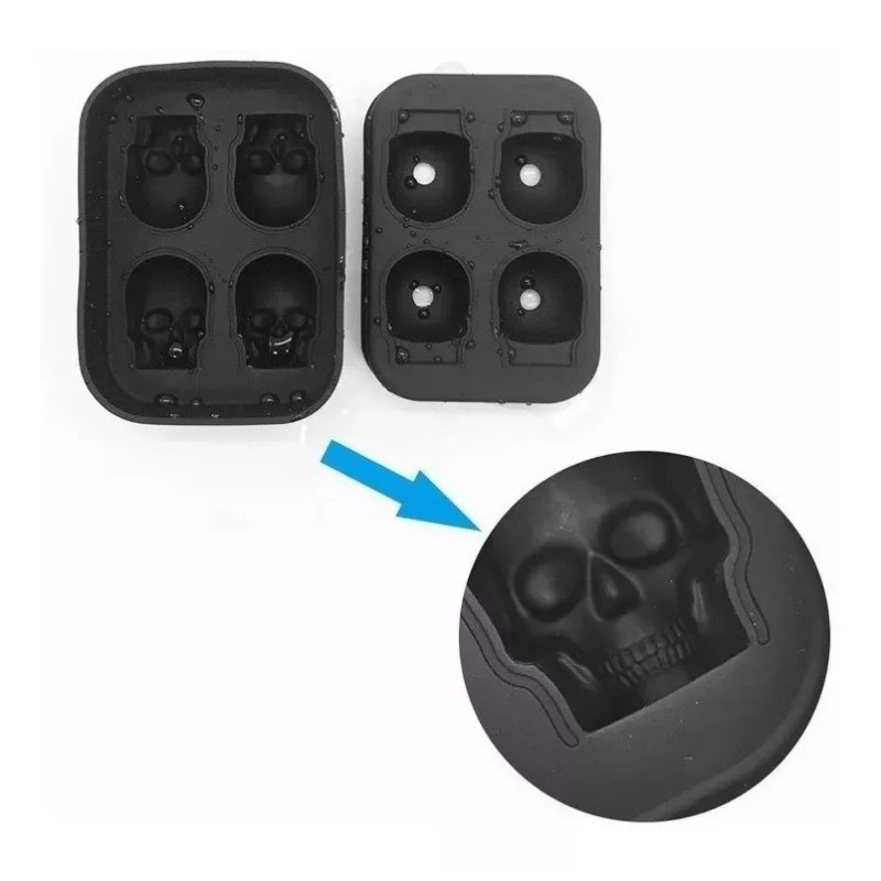 Quality Set 2 Moldes Silicón Hielo Calavera Cráneo Cocina