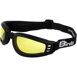 Birdz Eyewear Cardinal Folding Padded Motorcycle Goggles Black Frame with Yellow Lenses