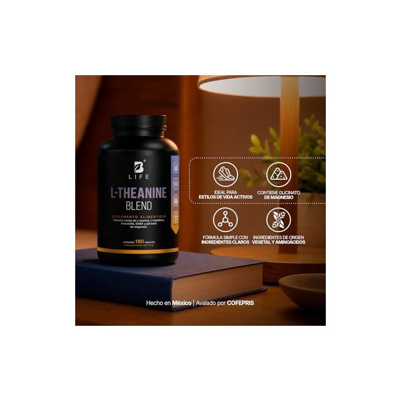 Life Teanina 180 Cápsulas Potenciada Glicinato Magnesio Gaba Manzanilla Descanso