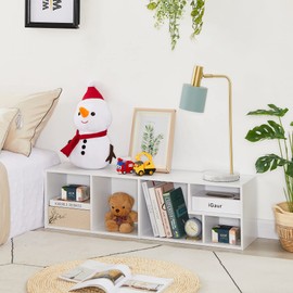 VECELO 4-Tier Bookcase, Modern Storage Cabinet with Height Difference Shelves for Standard Textbooks, 5 Cubes, Vertical or Horizontal, Easy Assembly, Pearl White