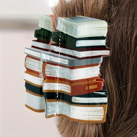 Book Hair Claw Clips Funny Teacher Hair Clips Cute Back To School Jaw Barrettes Accessories Teacher Appreciation Gift Party Favors 1Pcs (Brown Book)