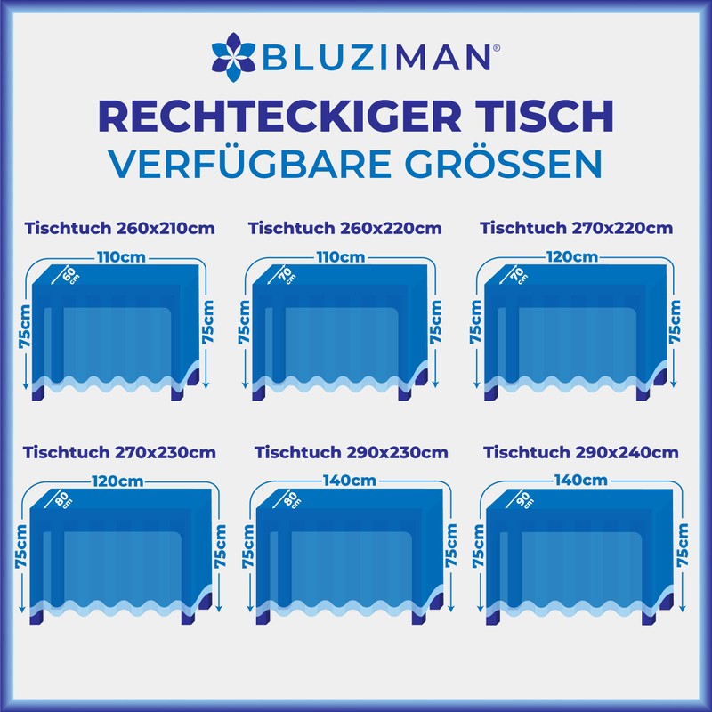 BLUZIMAN Washable Rectangular Tablecloth, 100% European Made of Luxury Fabric,