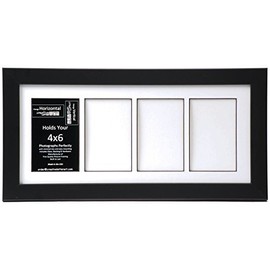 Creative Letter Art [8x18bk-w] 4 Opening Glass Face Black Picture Frame Holds 4x6 Media with White Collage Mat