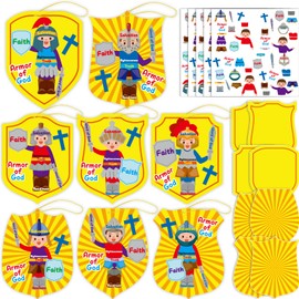 Qyeahkj 48 Sets Armor of God Paper Craft Kit for Kids, Christmas Sunday School DIY Religious Crafts Stickers DIY Craft Supplies Decorations for Kids Gift Classroom Activities Party Decorations