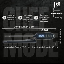 Termómetro de COCINA DIGITAL Repostería RESISTENTE AL AGUA ideal para parrilla,cocina, chef profesional,conservas,carne,leche,Alimentos congelados y  