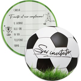 GEBETTER Italian 32 Football Invitation Cards Children's Birthday Round Invitation for Children Birthday for Boys and Girls Small Football Fans Children Birthday Invitation Birthday Party
