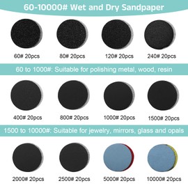 268 Stück 25mm Schleifscheiben Klett, Schleifhülsen Set Trockenes nassschleifpapier für Dremel Elektrowerkzeuge Schleifaufsatz, schleifblüten set 60-10000 Körnung für Holz Autolack Metall Polieren