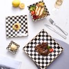 Porlien Checker Porcelain Square Dinnerware Set for 4, Dishes Set