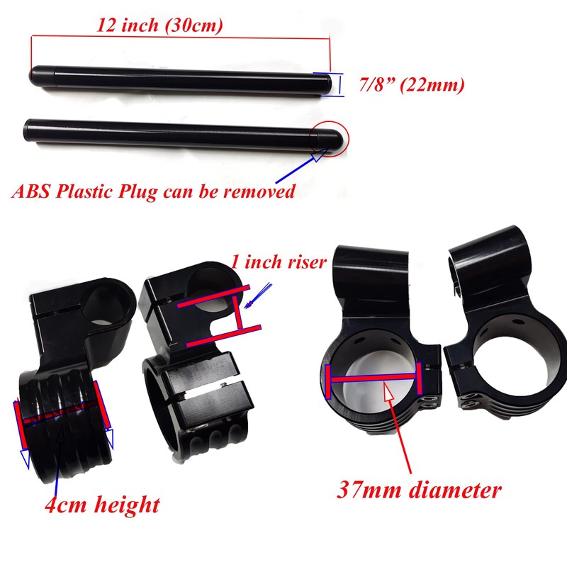 37mm Clip on Handlebars 1" Riser fit 37mm Fork Tube