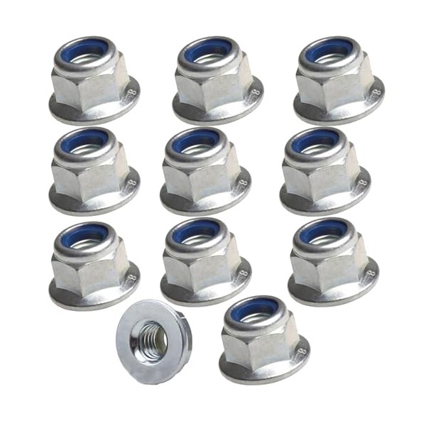 M8 Flanged Insert Nylon Self Locking Nut - A2 Stainless Steel, Hexagon Lock Nuts with Flange, Secure and Durable Fasteners - Pack of 10