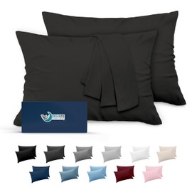 Dreamzie Pillowcase, 40 x 60 cm, Dark Grey, Set of 2 Microfibre, Oeko-Tex Certified, Soft