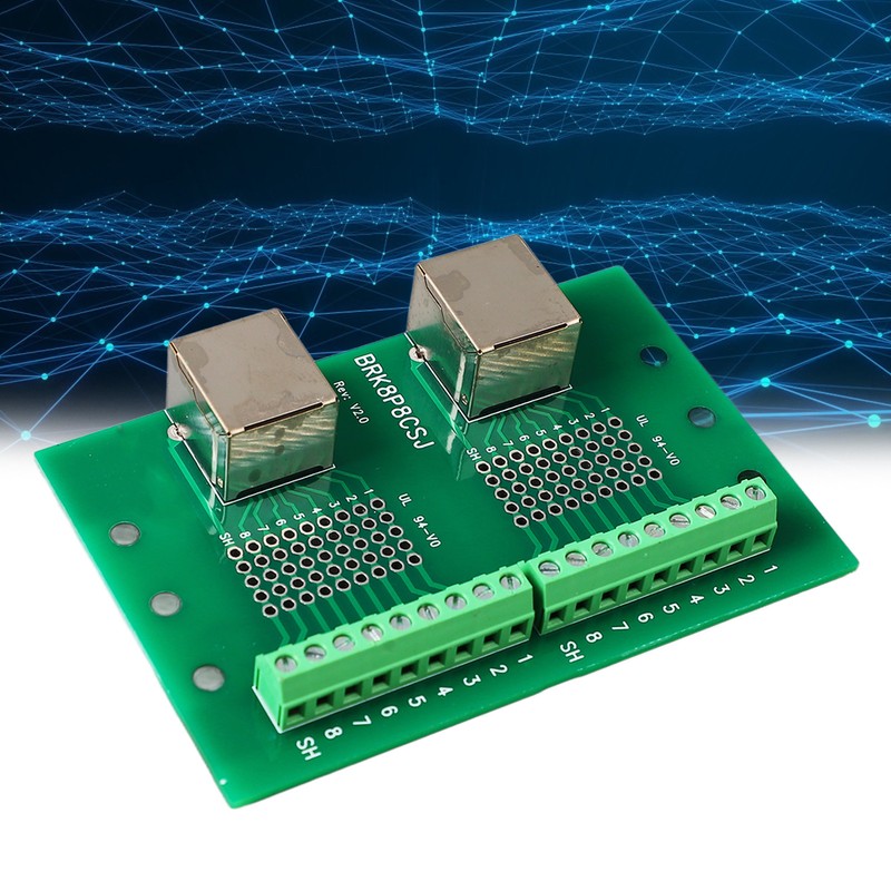 RJ45 Ethernet Connector Breakout Board Dual Network Port Input Screw