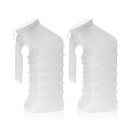 Dealmed Male Urinal with Attached Cover – Portable Urinals for Men with Translucent Receptacle, Shields Odors and Avoids Spills, 1 Ounce Increments Up to 1000 cc, 2/pk