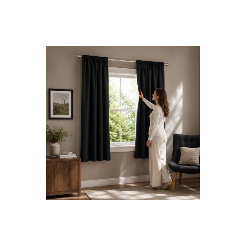 TECOR Cortina Blackout 2 Paneles 90x160cm para Recámara o Decoración,