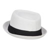 Big Size Solid Upbrim Pork Pie Fedora - White 2XL-3XL