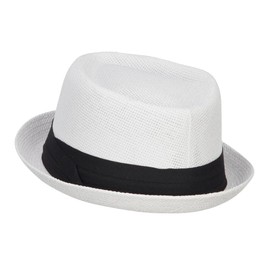 Big Size Solid Upbrim Pork Pie Fedora - White 2XL-3XL