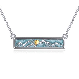 Mountain Necklace Sterling Silver Turquoise Mountain Pendant Teardrop Jewelry Gifts for Women