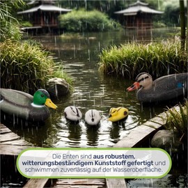 Gravidus Floating Duck Set 5 Pieces - Floating Decorative Ducks Family for Pond & Pool - Weatherproof Plastic Ducks, Realistic Painted