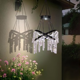Solar Hanging Crystal Chandelier Outdoor Garden Decorative Lights Bright White 5ft LED Strip Waterproof Hanging Lantern for Garden, Yard, Patio, Gazebo, Party, Wedding Style 1