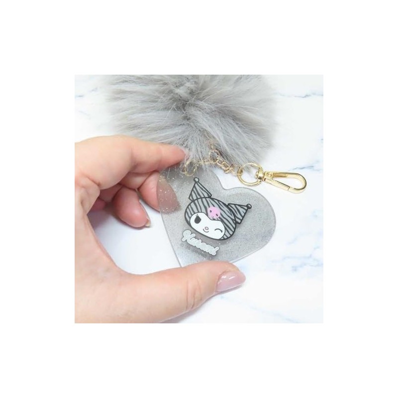 Kamio Japan Sanrio Chromi Key Ring Fur Key Chain/Gray