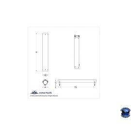 UNITED PACIFIC 48" TALL 180 DEGREE STAINLESS EXHAUST MUFFLER SHIELD - PLAIN 5"