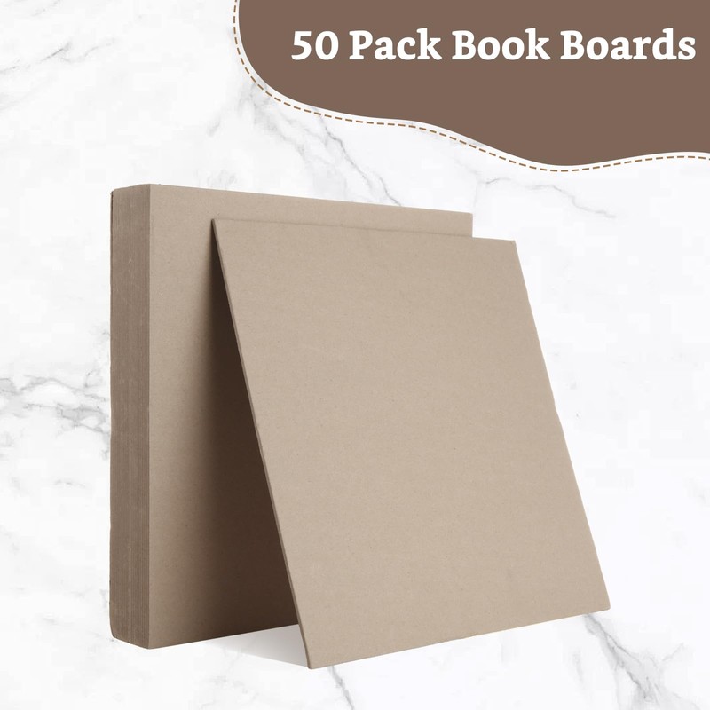 DAJAVE 50 Pack Book Board 12 x12 Inch, Thick Grey