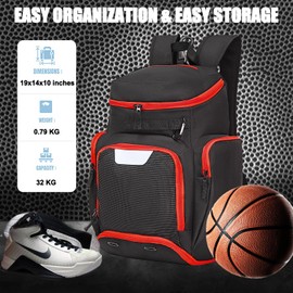 LARIPOP Basketball Backpack Large Sports Bag, Gym Bag with Ball Compartment and Shoe Compartment to Store Sports Shoes Water Bottles Laptops and Daily Necessities, Widely Used in Basketball, Soccer