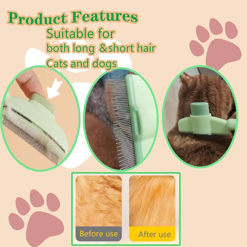 3 Stück Tierhaarentferner Handschuh, Selbstreinigender Flohkamm für Haustiere, Elektrostatische Tierhaarentfernungs