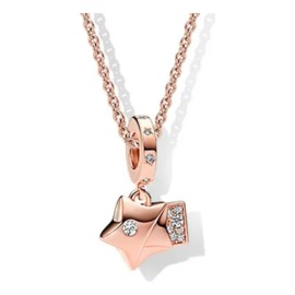 Collar Omamori Cadena Estrella Rose Gold Plata 45 Cm