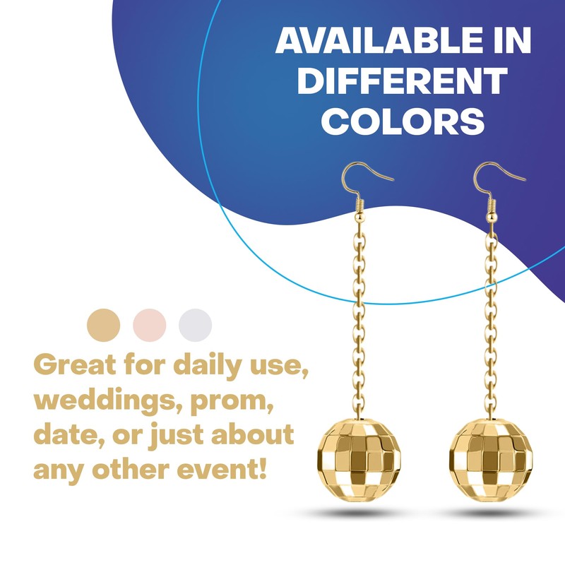 Rave Envy Disco Ball Earrings for Women - 70's Gold,