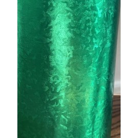 VTG CHRISTMAS WRAPPING PAPER GIFT WRAP GREEN SCULPTED  FOIL NOS 20" X 30"
