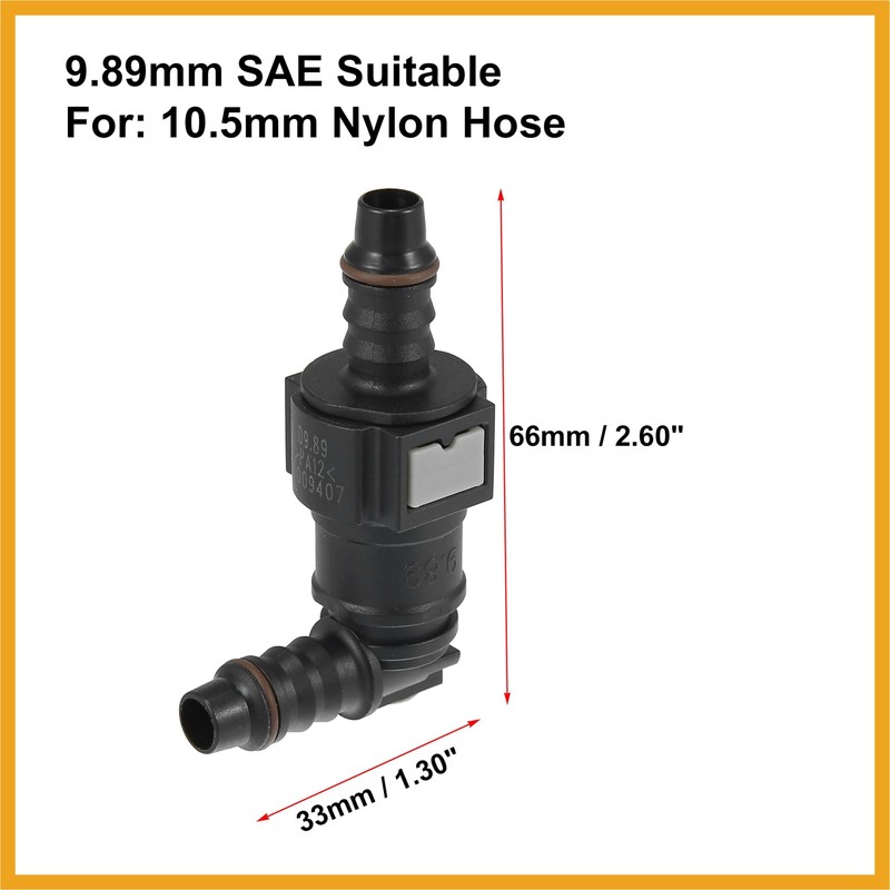 Partuto 9.89mm SAE to 10.5mm 90 Degree Fuel Line Hose
