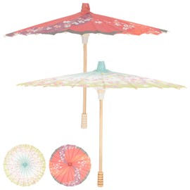 OFFSCH 2Pcs Japanese paper umbrella japanese parasol umbrella chinese flower paper umbrella sun parasol china kids dresses Japanese Decoration Umbrella wooden dance umbrella classic child
