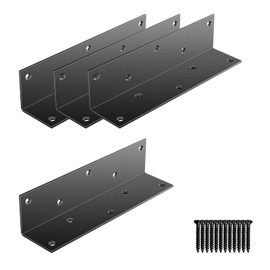 8" x 2" x 2" L Brackets Heavy Duty, Large Iron Corner Bracket Metal Joint, Thickness 3mm Including Screws, for Wooden Bookshelf Furniture Cabinet (Black-4PCS)