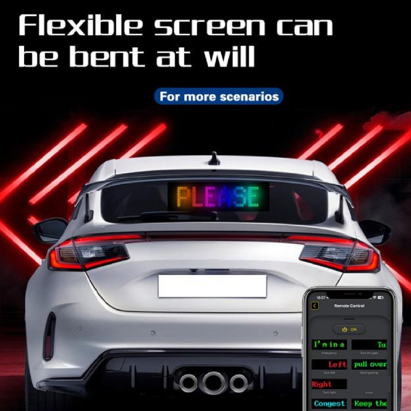 LED Car Sign Professional 13.7x4.0inch Thin Waterproof Scrolling Programmable Flexible