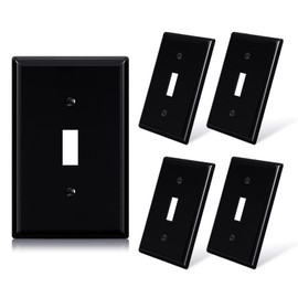ELEGRP 1-Gang Mid Size Toggle Switch Covers, Light Switch Wall Plate, Unbreakable Polycarbonate Replacement Faceplates Covers, UL Listed, Color-matched Screws Included (5 Pack, Glossy Black)