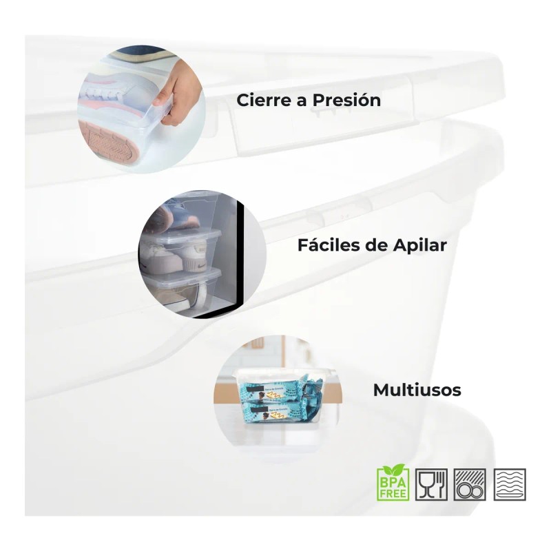 Set 20 Cajas Organizadoras De Plástico 6lts Transparente Pack De