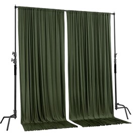 AK TRADING CO. 10 feet x 10 feet Olive IFR Polyester Backdrop Drapes Curtains Panels with Rod Pockets - Wedding Ceremony Party Home Window Decorations