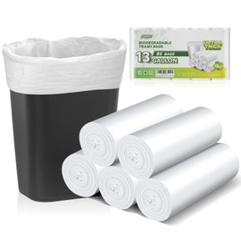 Inwaysin Ultra Thick & Strong Biodegradable Trash Bags - 85 Counts, 13 Gallon - Unscented, Easy Tear for Kitchen, Bedroom, Office