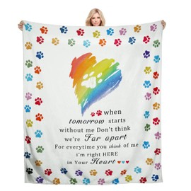 wefrea Dog Memorial Gifts - Pet Memorial Blanket Loss of Dog Sympathy Gift with Colorful Pawprints, Cat or Dog Loss Sympathy Gift-Pet Loss Gifts Throw Blankets 50"x60"