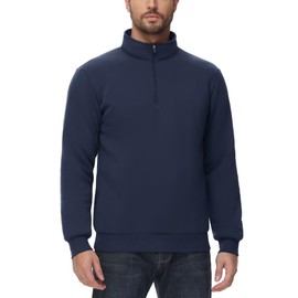 Boladeci Mens Pullover Quarter Zip Premium Fleece Long Sleeve Heavyweight Thick Comfort Winter Running Sweater Cold Weather Sweatshirts Navy L