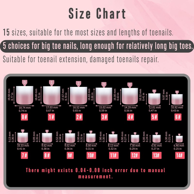 NOVO OVO Ombre French Tip Press on Toe Nail Tips,