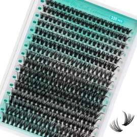 Lash Clusters 320pcs Multipack,40D Lashes Tray DIY Eyelash Extension Kit, D Curl Natural Wispy Individual Lashes Faux Mink & Cruelty Free Reusable Lash Clusters Extensions Black (40D,9-16mm)