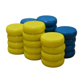 26 Yellow and Light Blue Crokinole Discs - Full Set (Small Discs - 1 1/8 Inch Diameter (2.9cm))