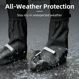 ROCKBROS Cycling Shoes Rain Covers Water Resistant Bike Shoe Cover Windproof Bicycle Overshoes for Mountain Road Bike Shoes, Black, Large