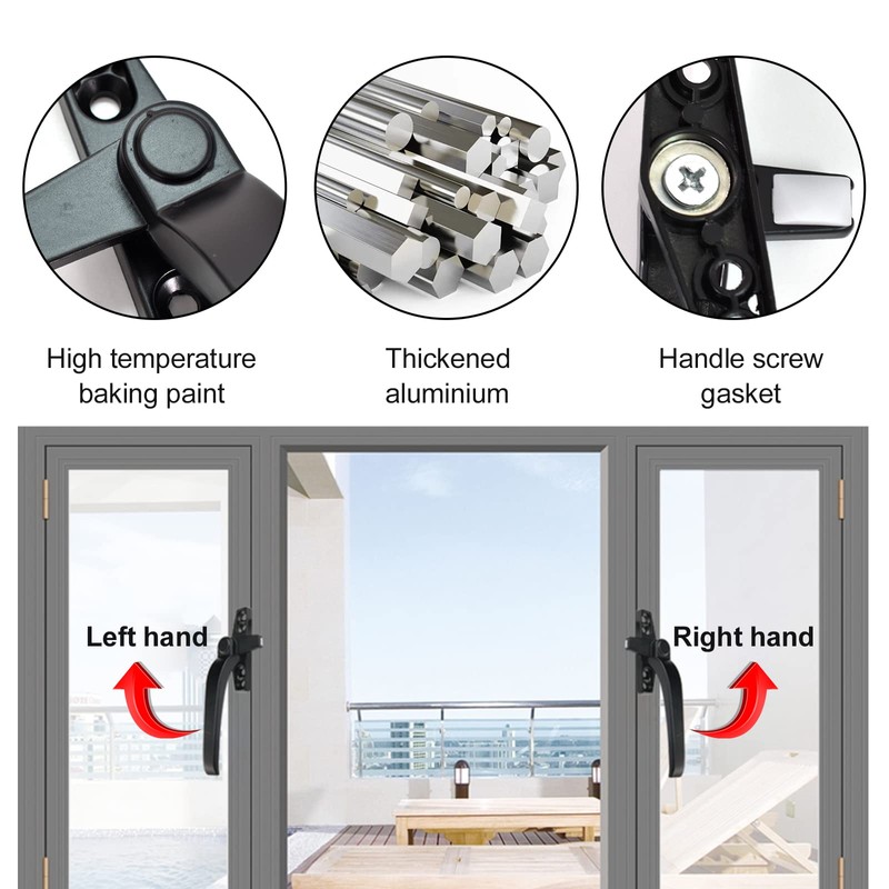 Kioiner 2 Pcs Casement Window Locking Handles, Aluminium Alloy Rotating