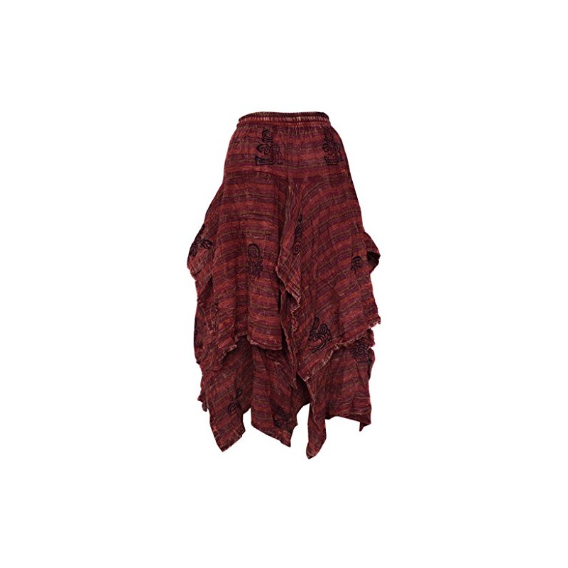 Gheri Cotton 2 Layer Asymmetrical Elastic Waist Long Summer Skirt